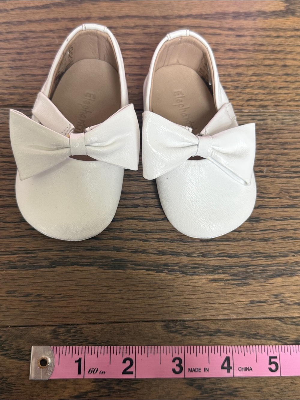 Elephantito Cream Bow Slip-On Baby Shoes size 3 baby walker NWOT - Picture 2 of 11